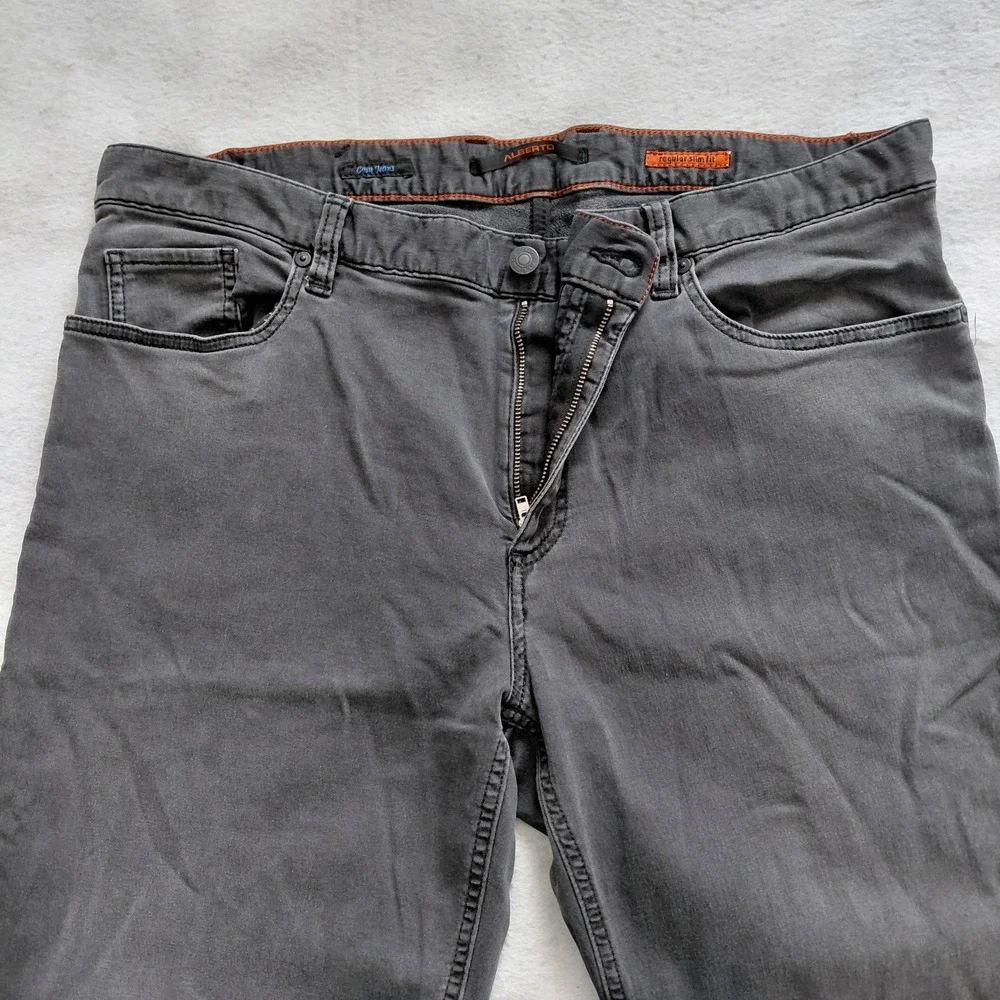 Alberto Men Pipe Cosy Jeans Regular Slim Fit Gray W38 L34 Stretch Dark Denim Y2K